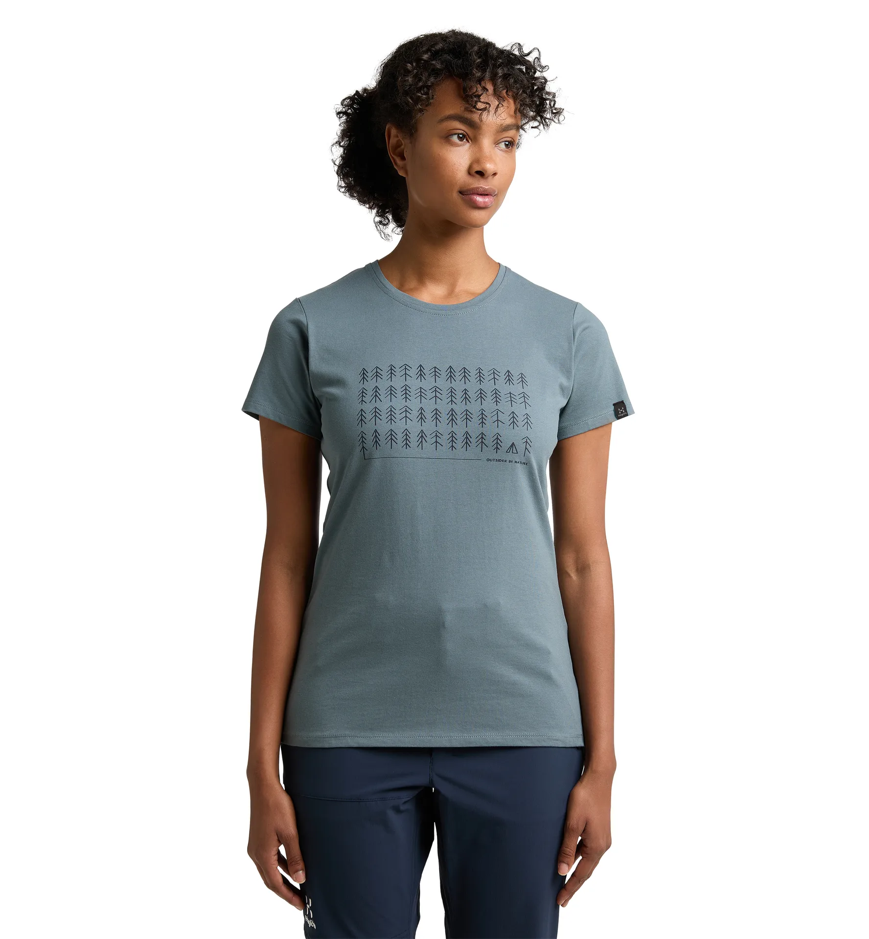 Outsider By Nature Print Tee Women Steel Blue