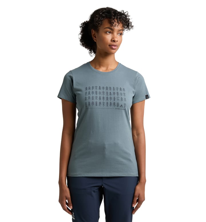 Outsider By Nature Print Tee Women Steel Blue Outsider By Nature Print Tee Women Steel Blue