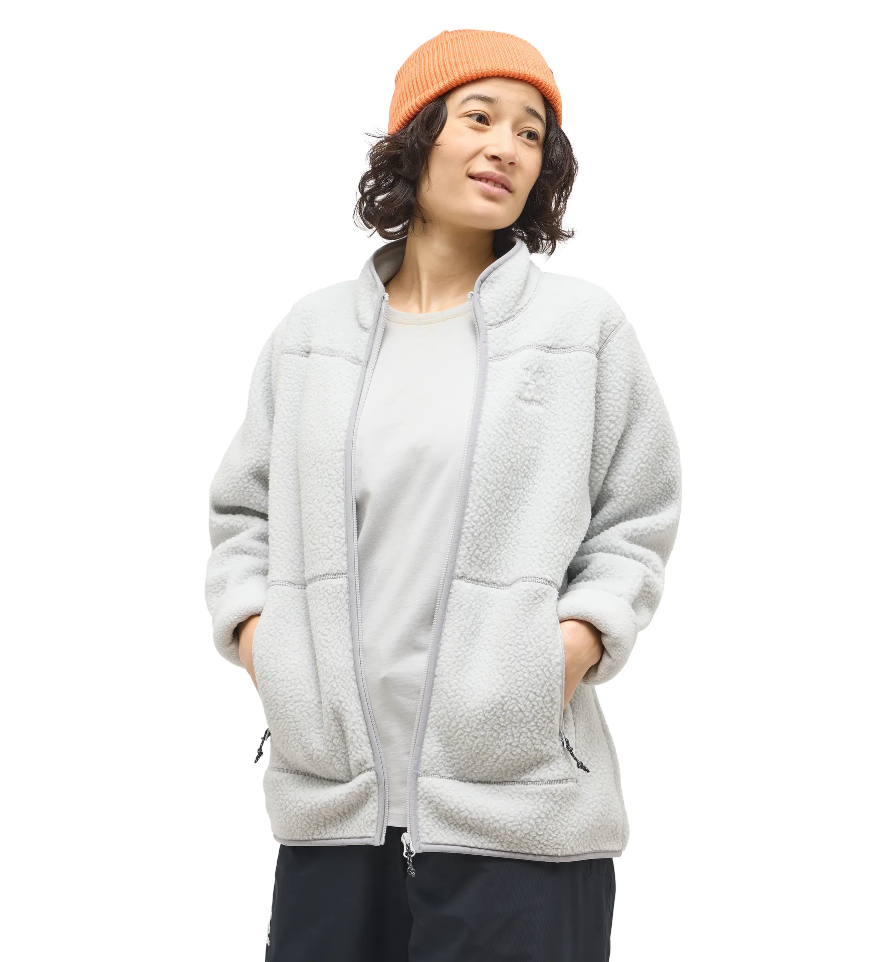 Mossa Pile Jacket Women Stone Grey Melange