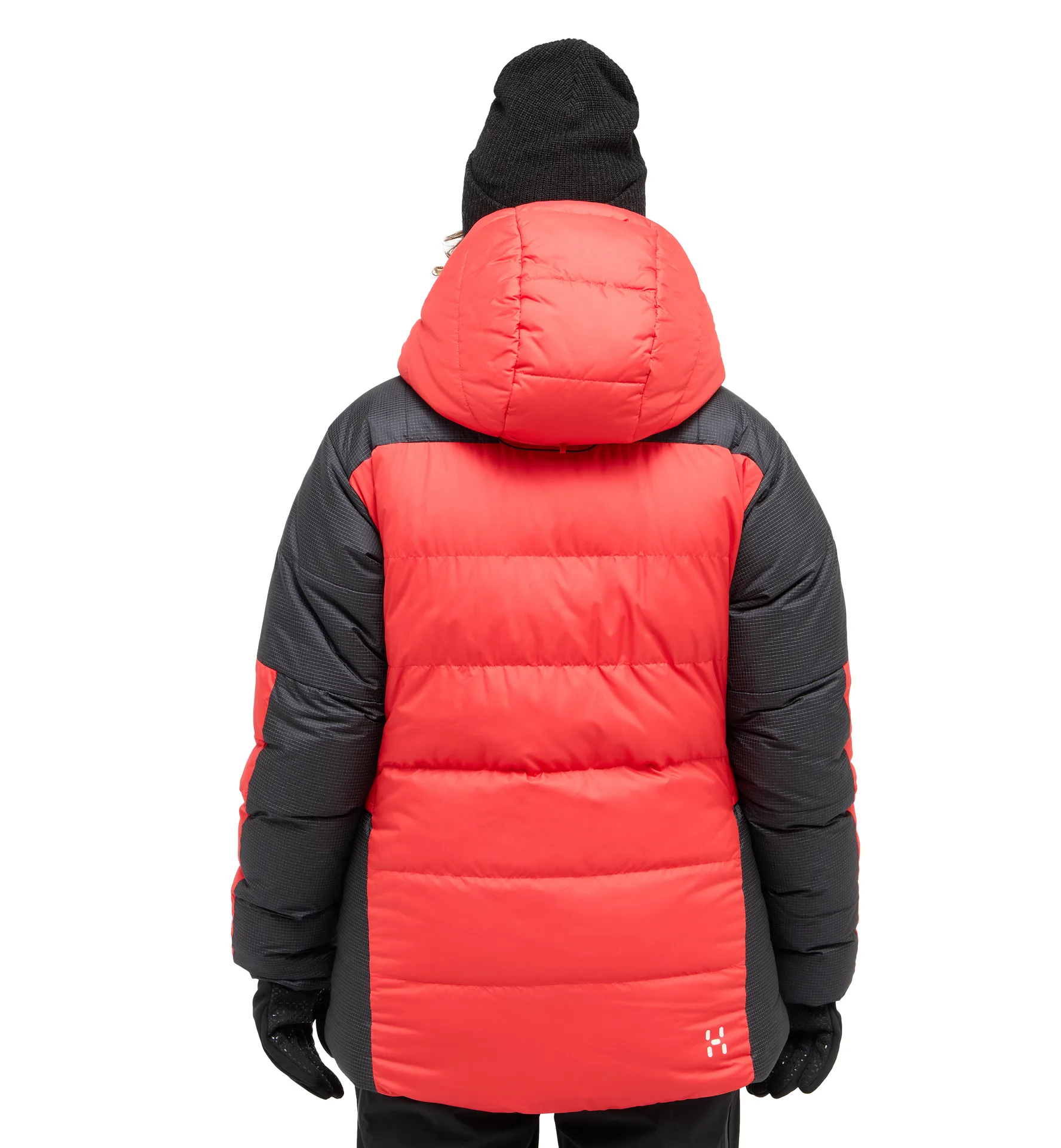 Riksgränsen Down 850 Hood Women Bright Red/True Black