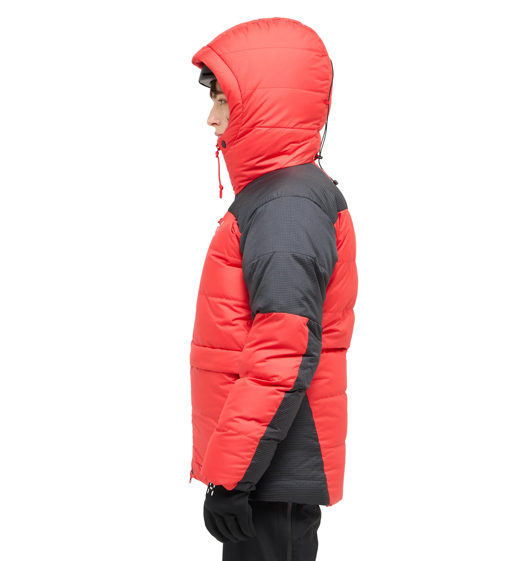 Riksgränsen Down 850 Hood Women Bright Red/True Black