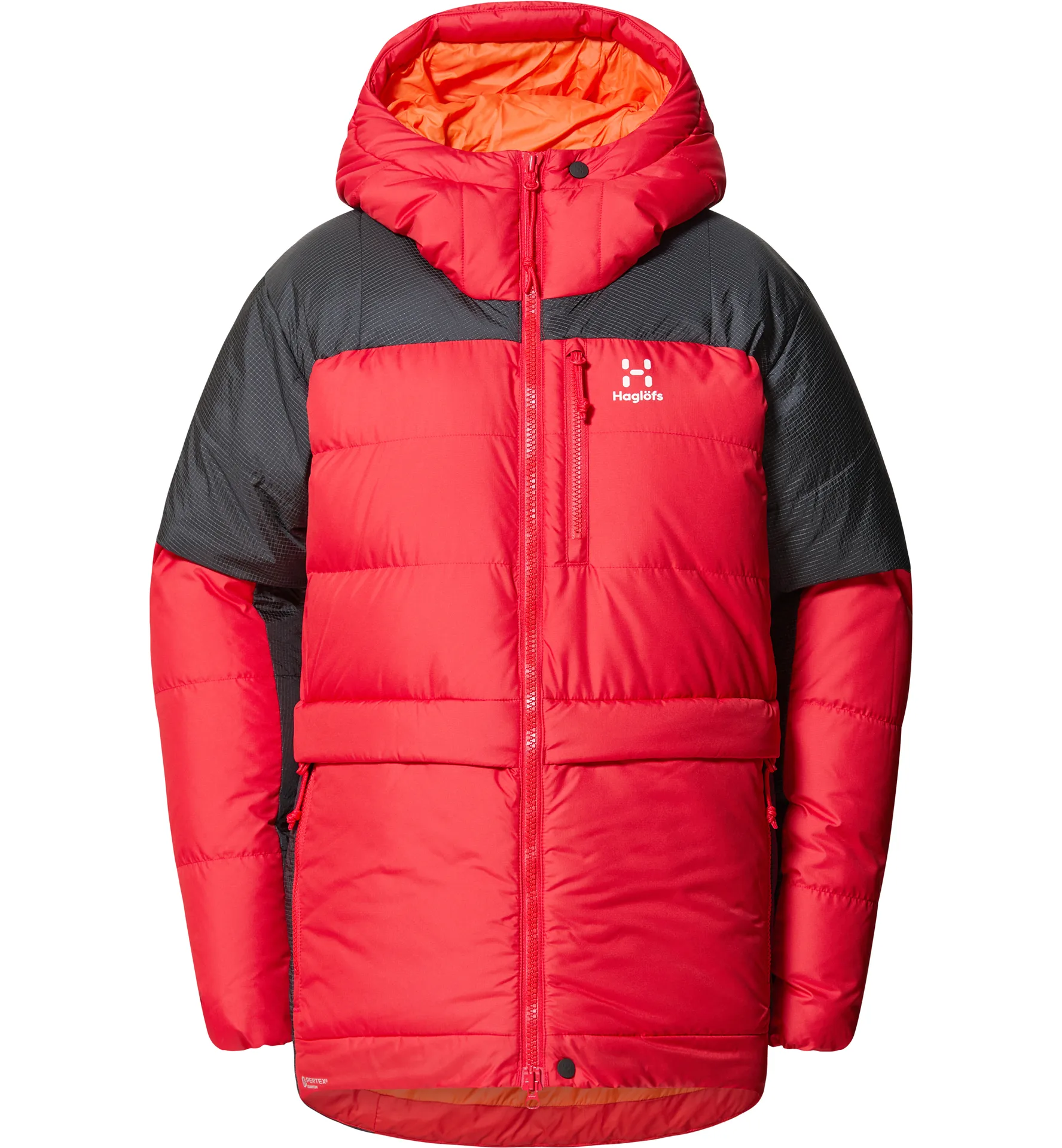 Riksgränsen Down 850 Hood Women Bright Red/True Black