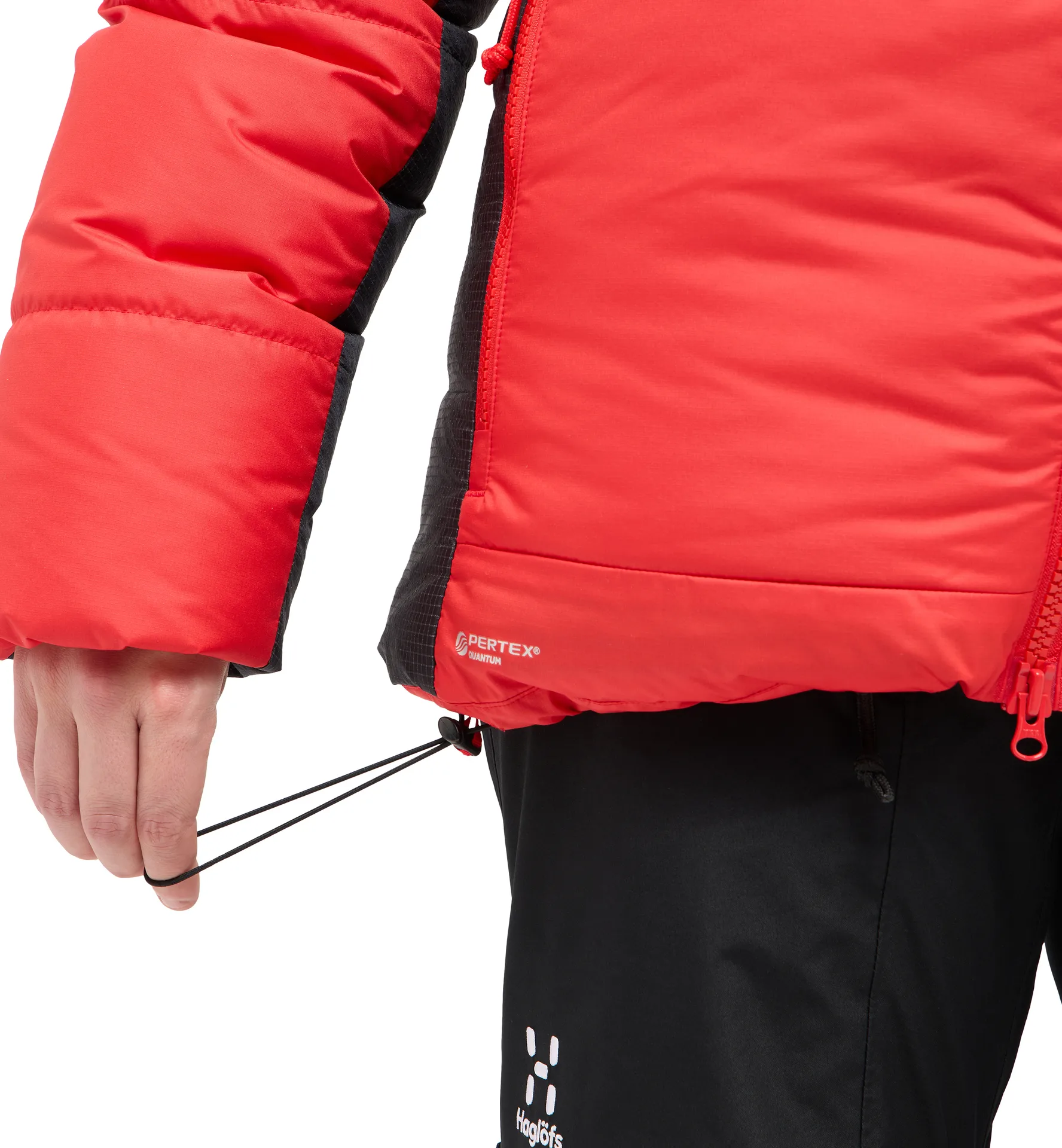 Riksgränsen Down 850 Hood Women Bright Red/True Black