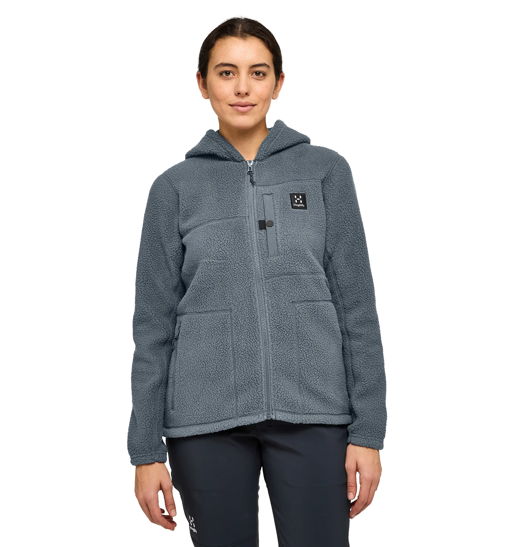 Malung Pile Hood Women Steel Blue