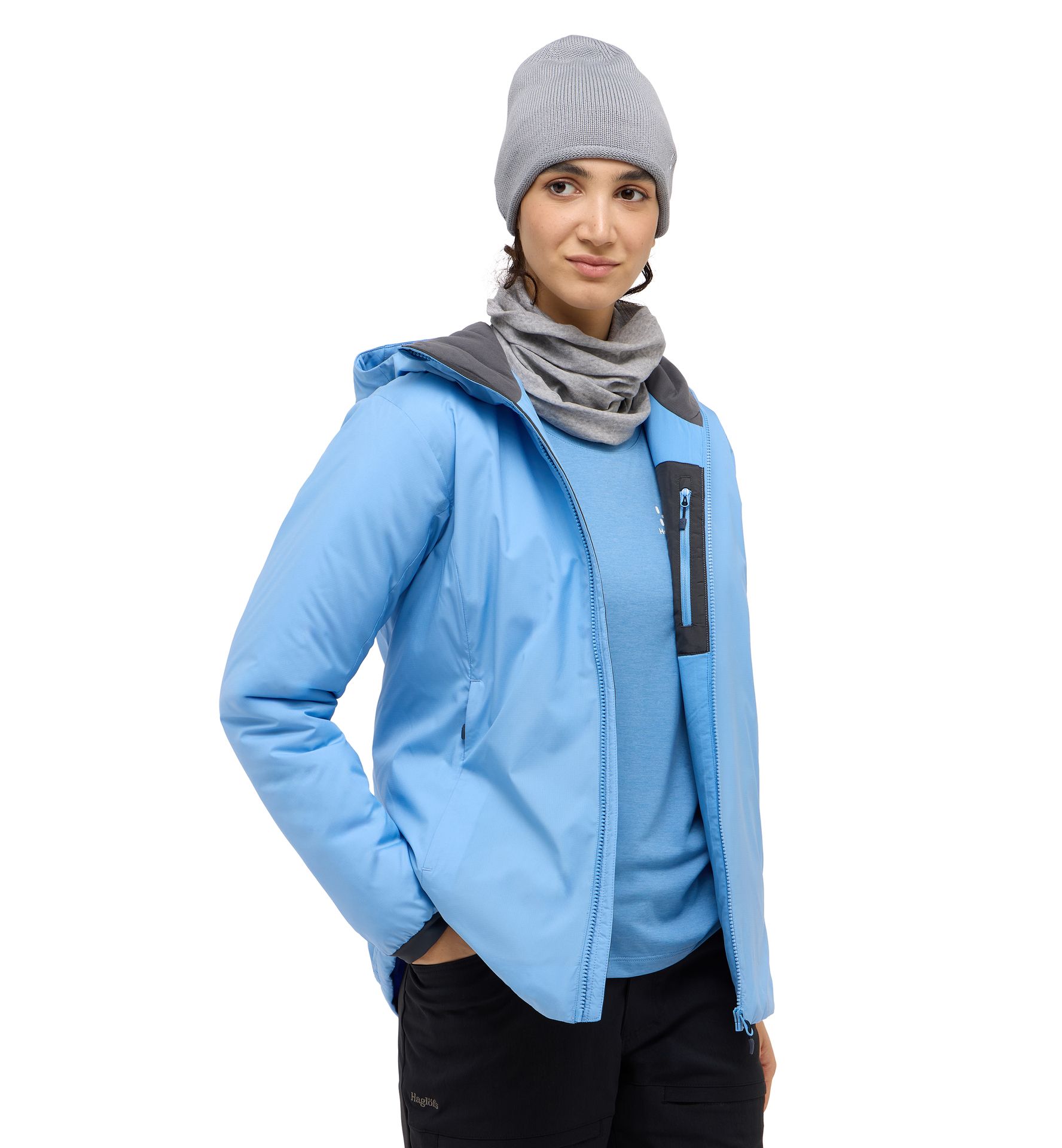 Mimic Alert Hood Women Sky Blue