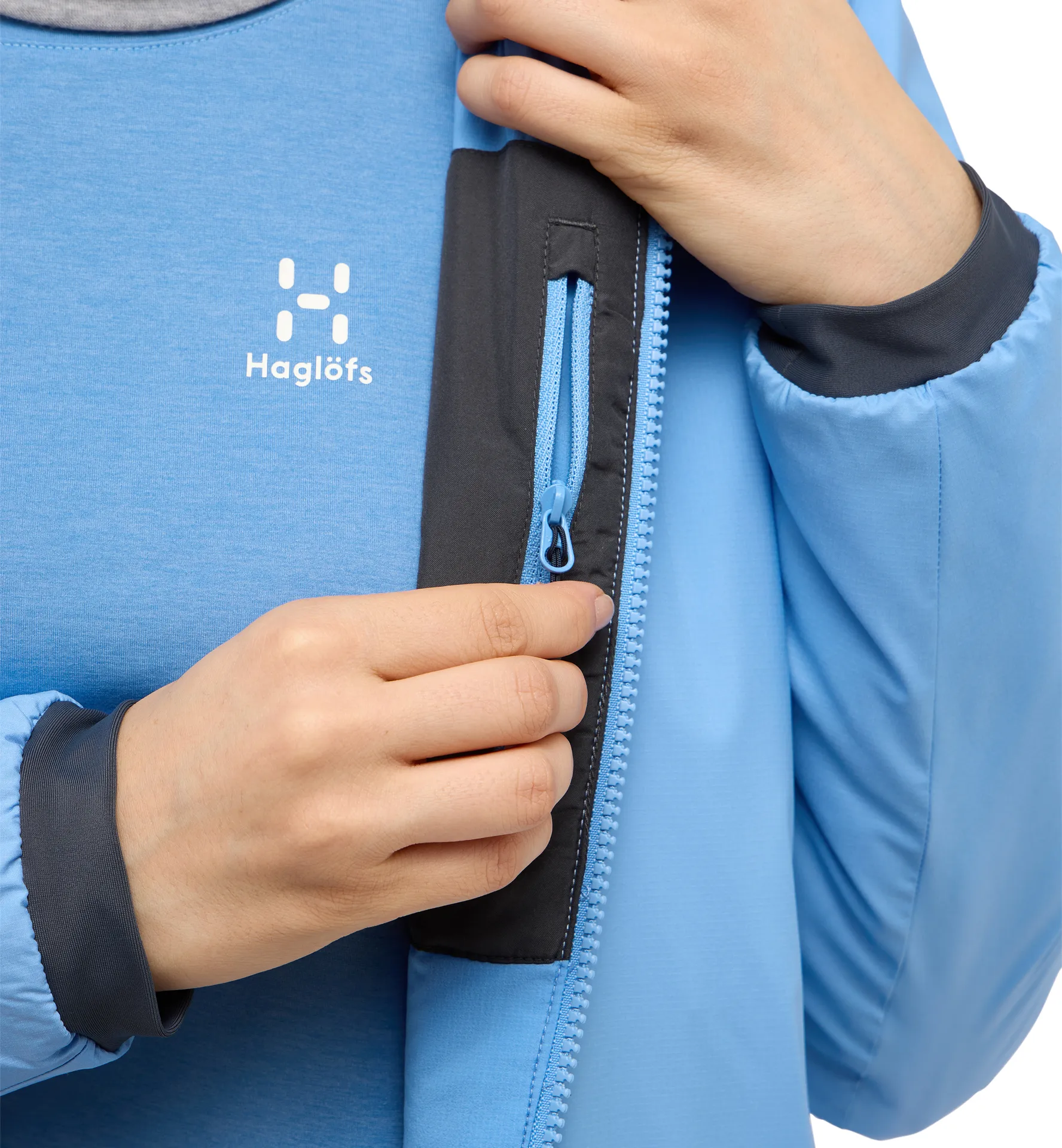 Mimic Alert Hood Women Sky Blue