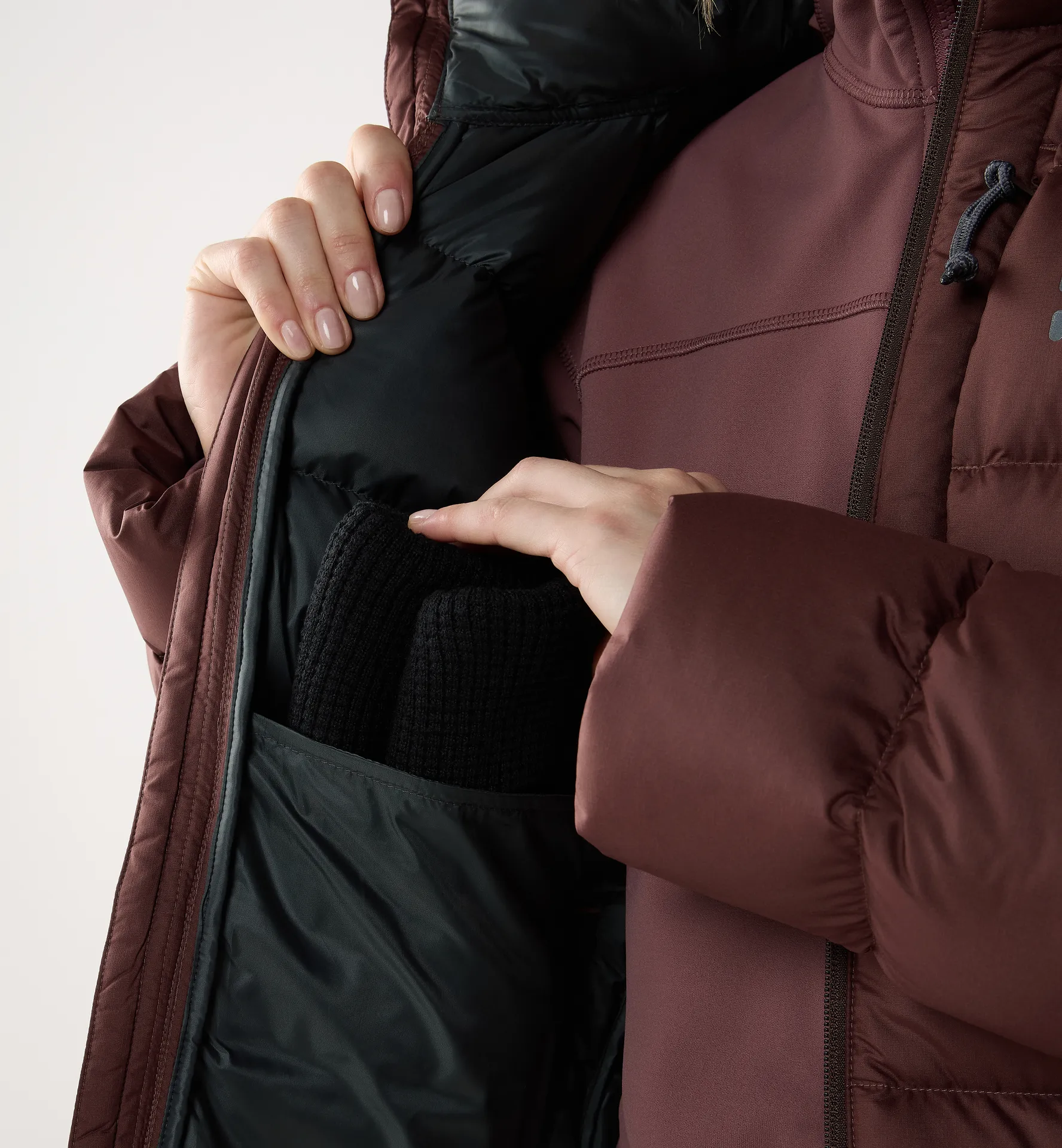 Rosson Down Hood Women Maroon Trail