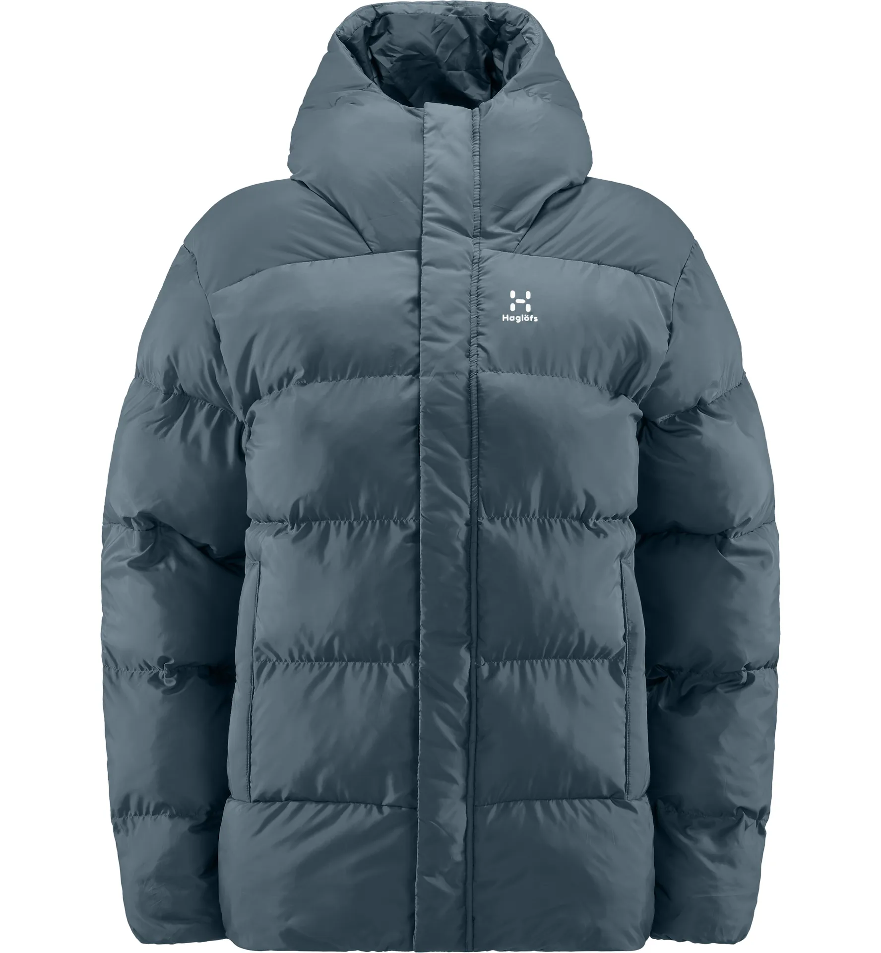 Puffy Mimic Hood Women Steel Blue