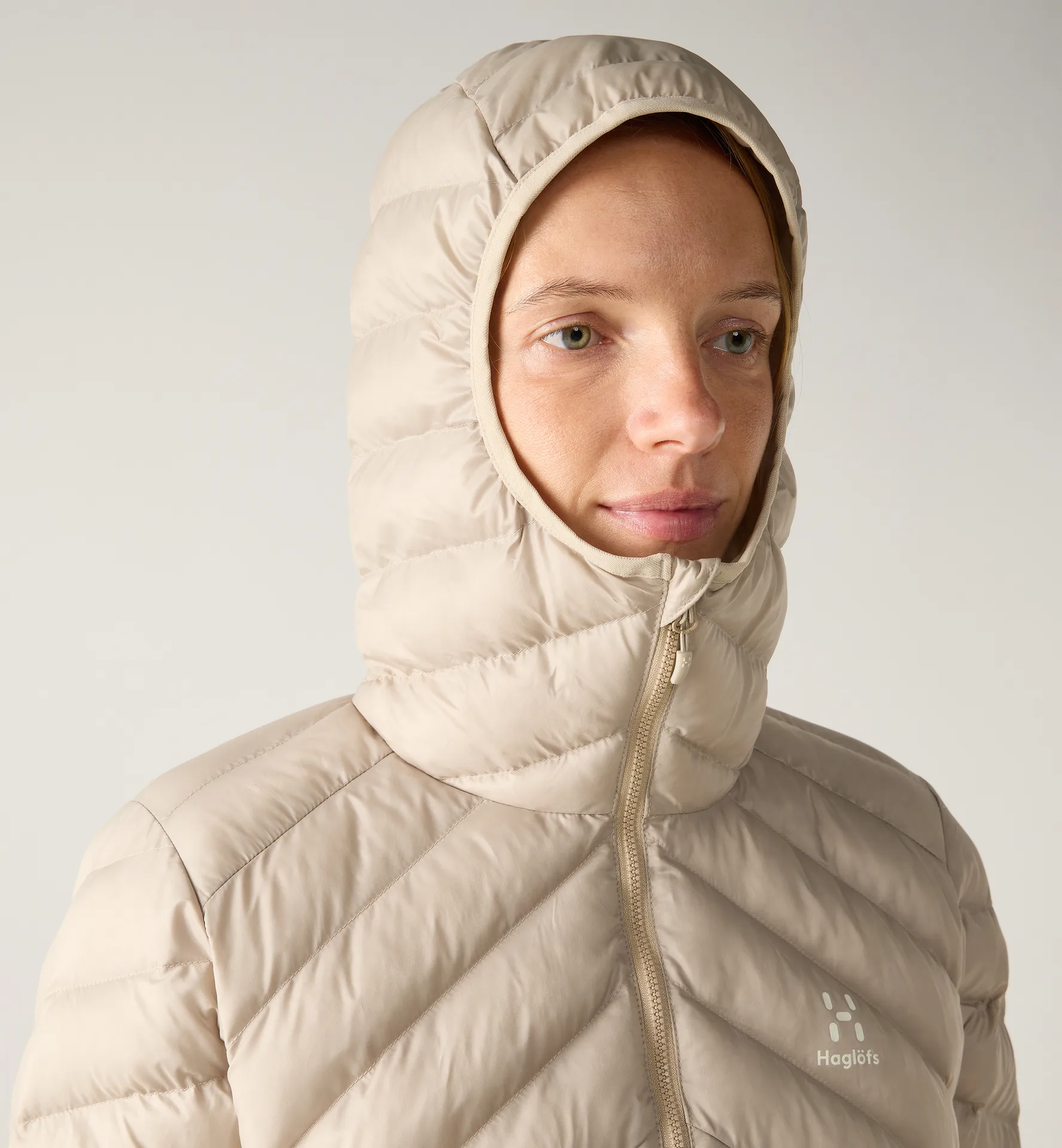 Särna Mimic Hood Women Chalk Beige