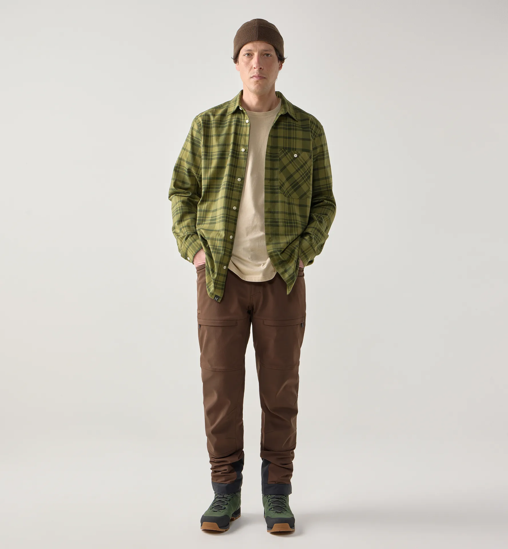 Virke Flannel Shirt Men Seaweed Green/Olive Green
