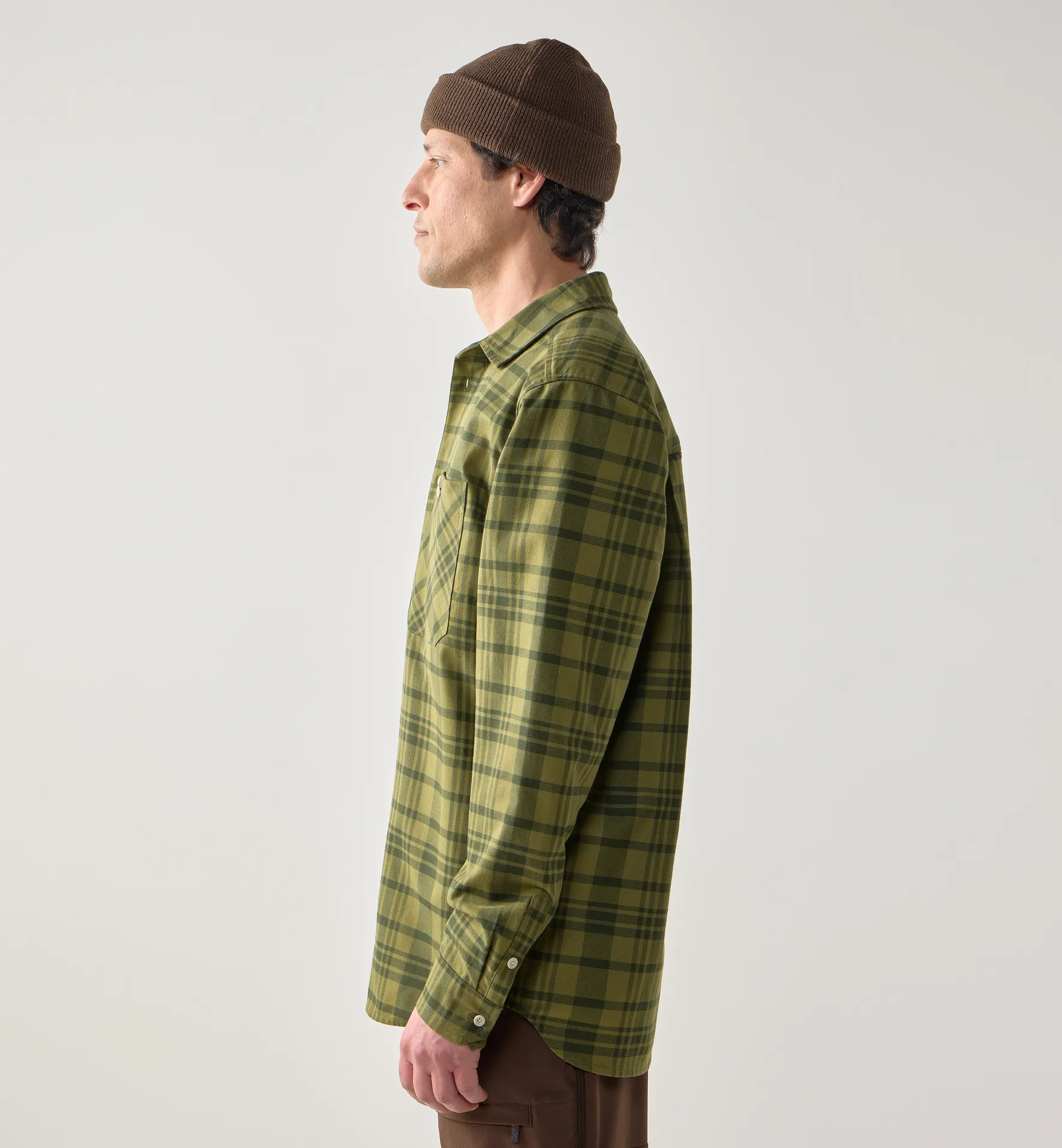 Virke Flannel Shirt Men Seaweed Green/Olive Green