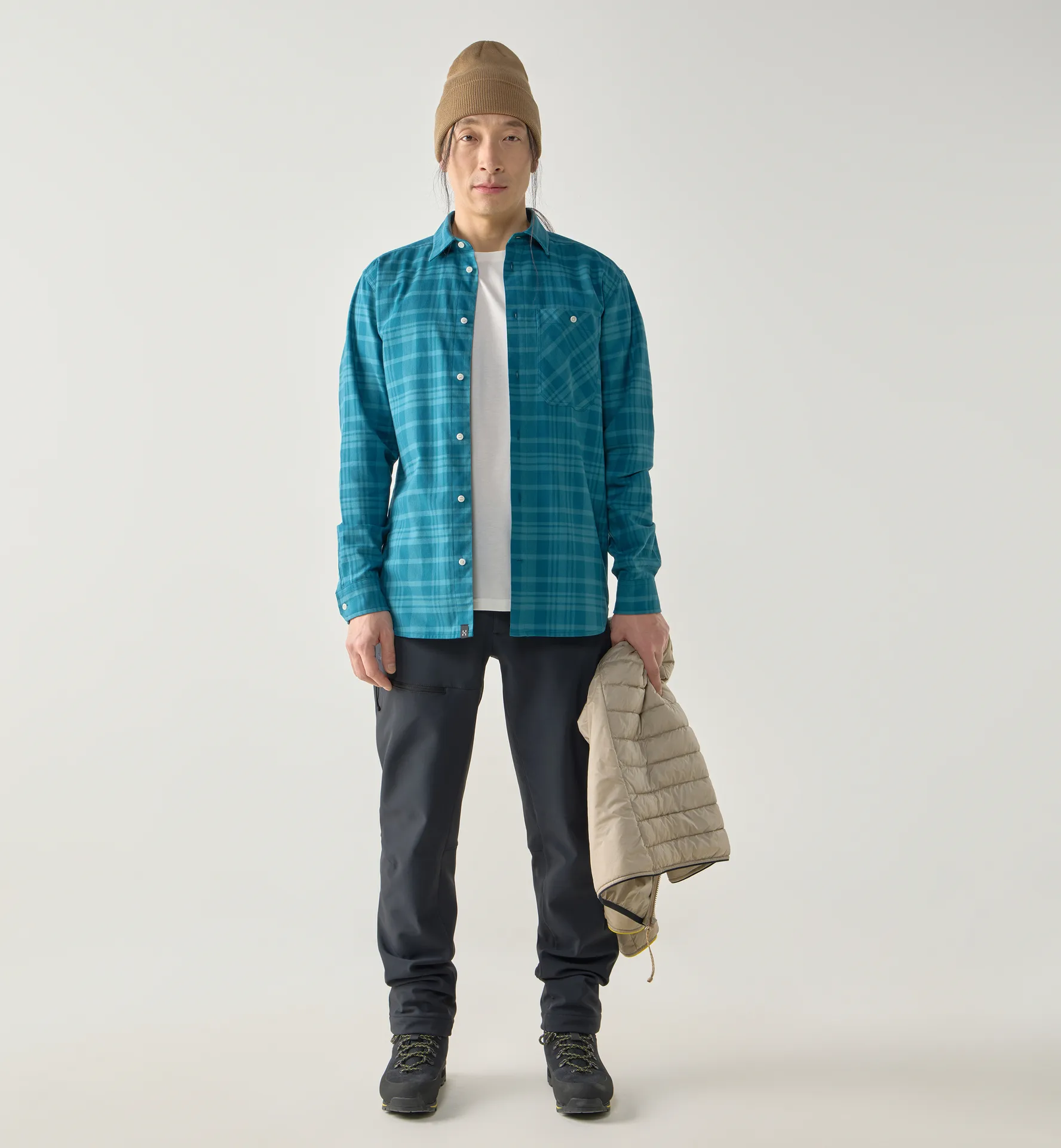 Virke Flannel Shirt Men Mountain Teal/Deep Teal