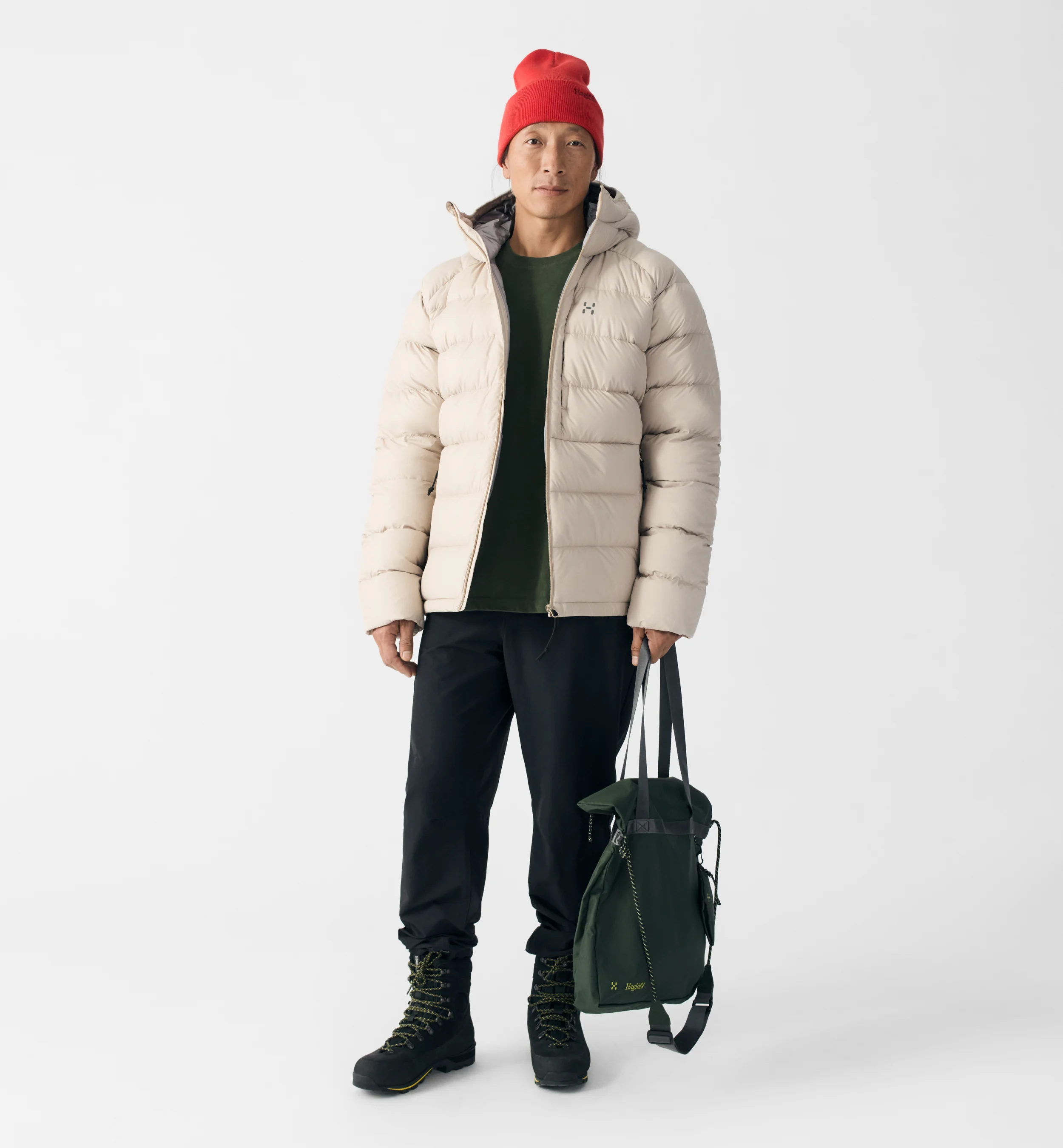 Male model in our Rosson Down Hood Jacket