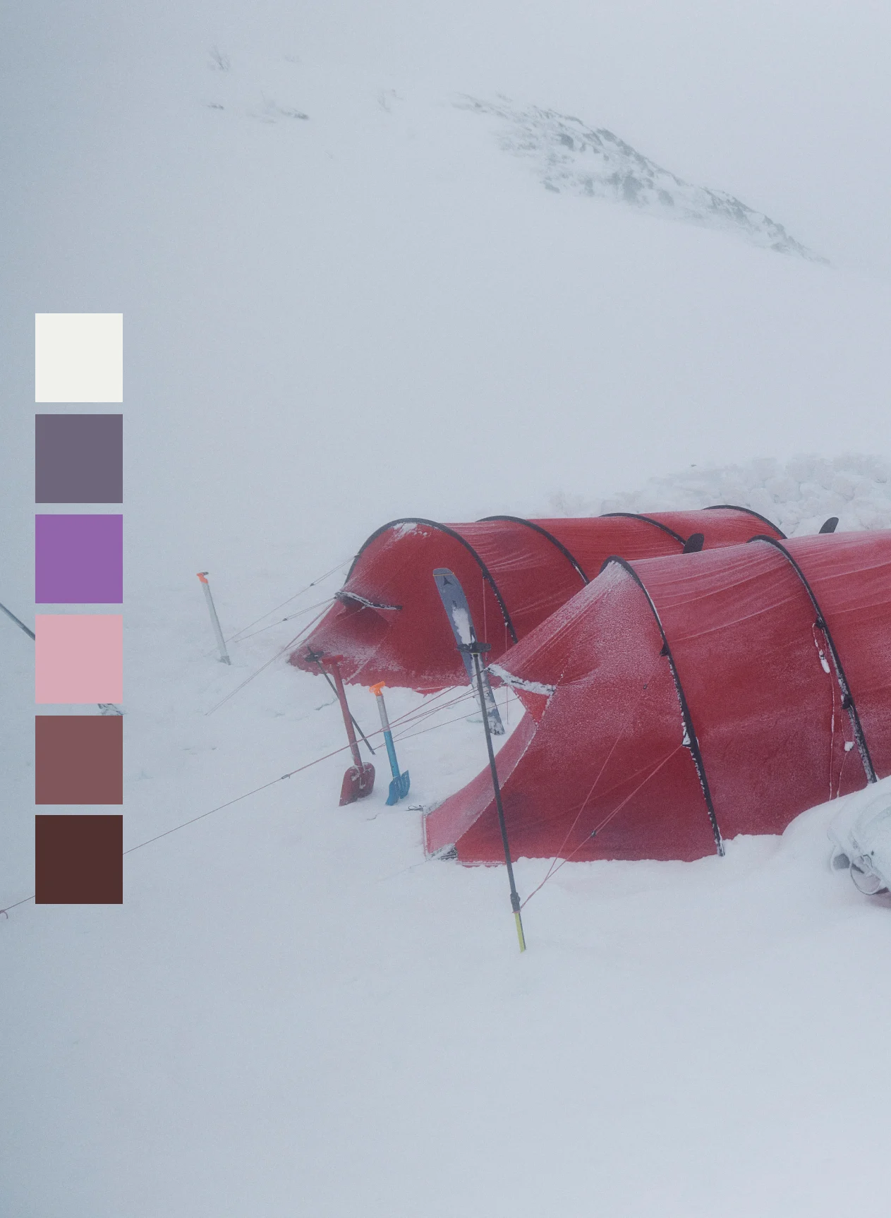 Haglöfs Color story | Fall/winter 2026 Tembeling earth Snowy tents