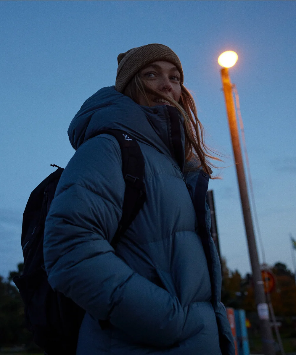Girl under a streetlight