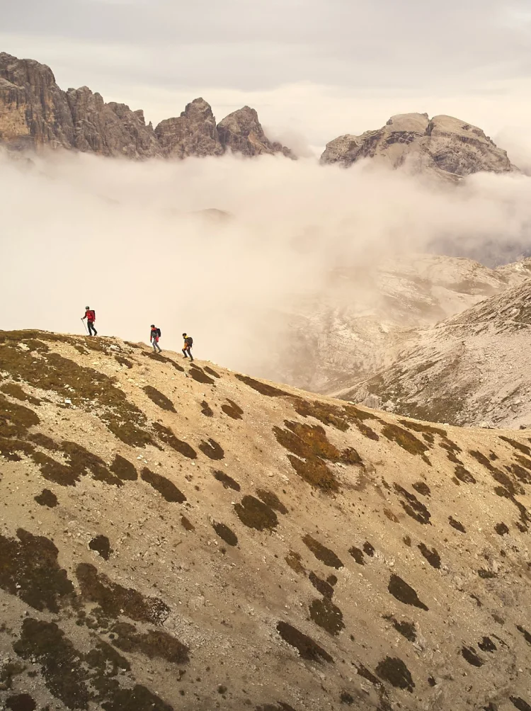 People walking on a high mountain