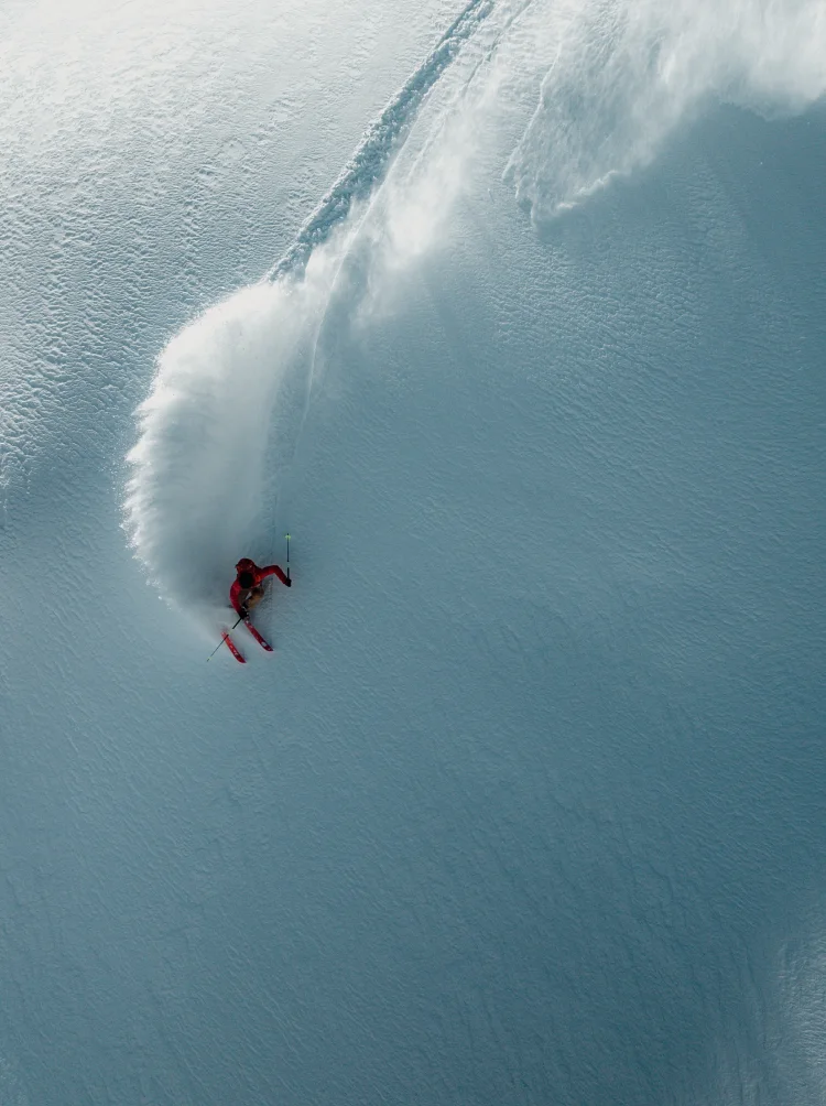 Man skiing down the slopes