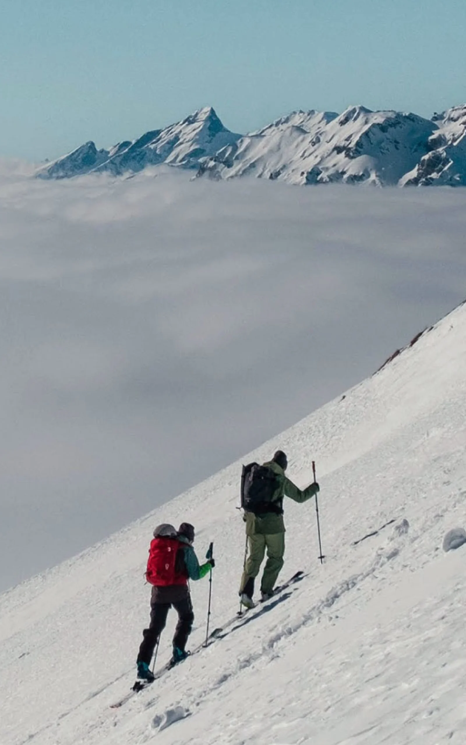 Haglöfs Outsiders by nature Malva Björkman Hiking up a snow-covered mountain