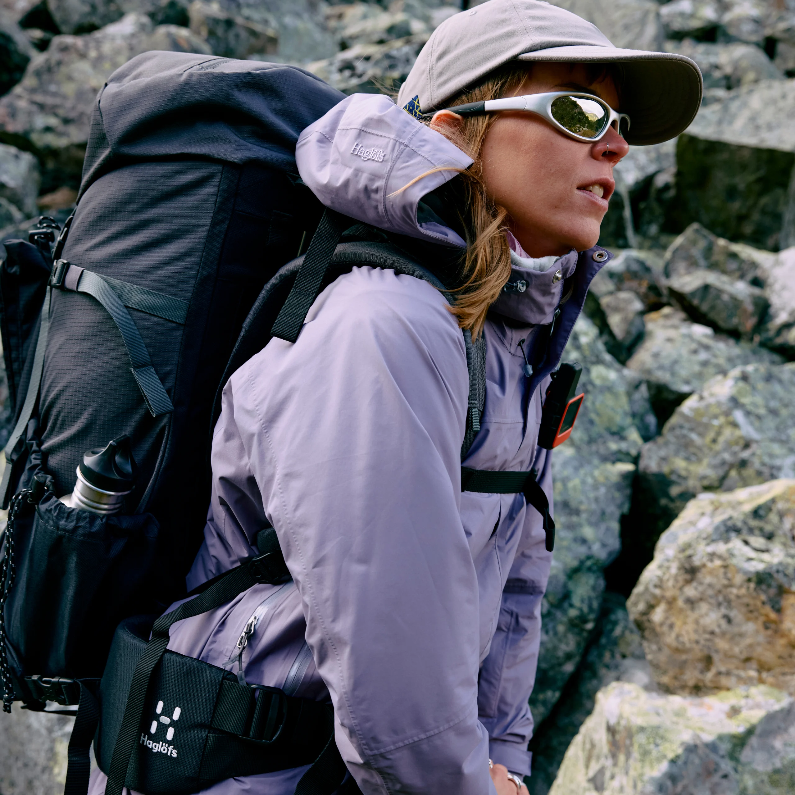 Haglöfs Become a member Girl hiking with a big rucksack