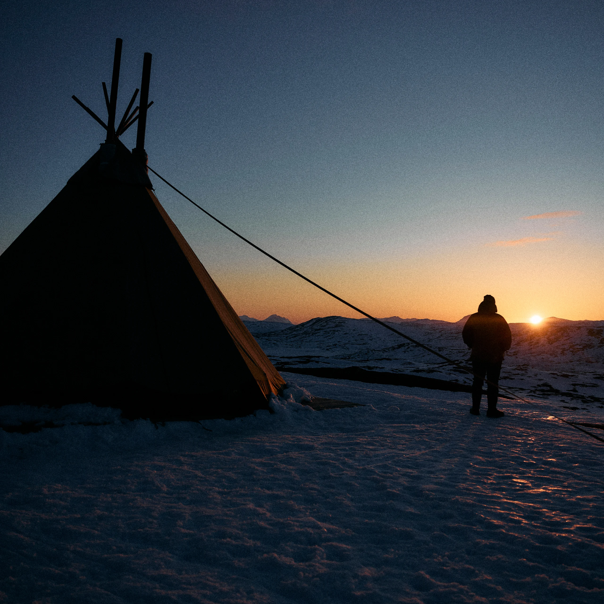 Haglöfs Ski camp Tent in the sunset
