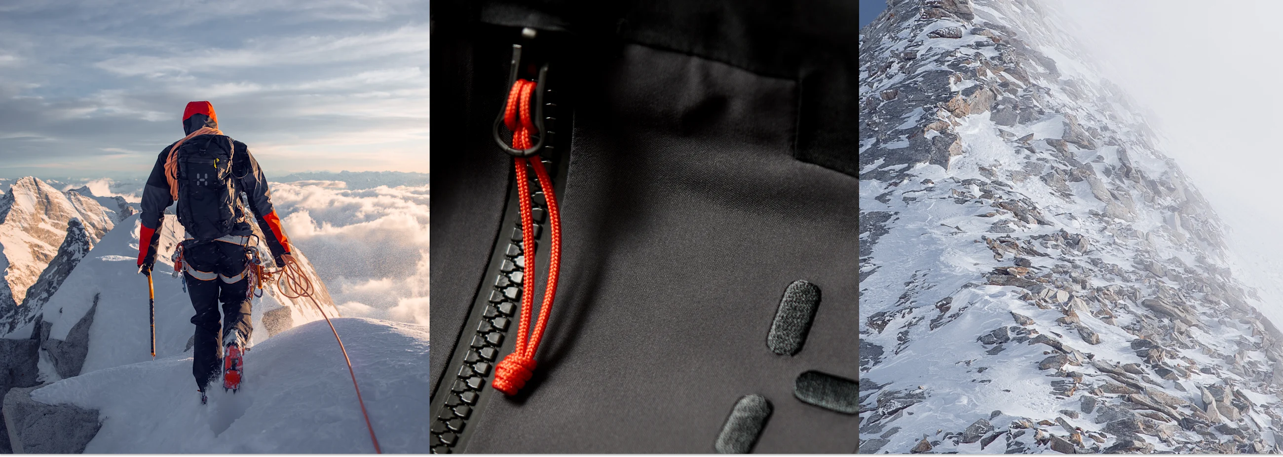 Haglöfs FW25 Spitz | Fit for the climb mountaineer, detail image of spitz jacket, a mountain.