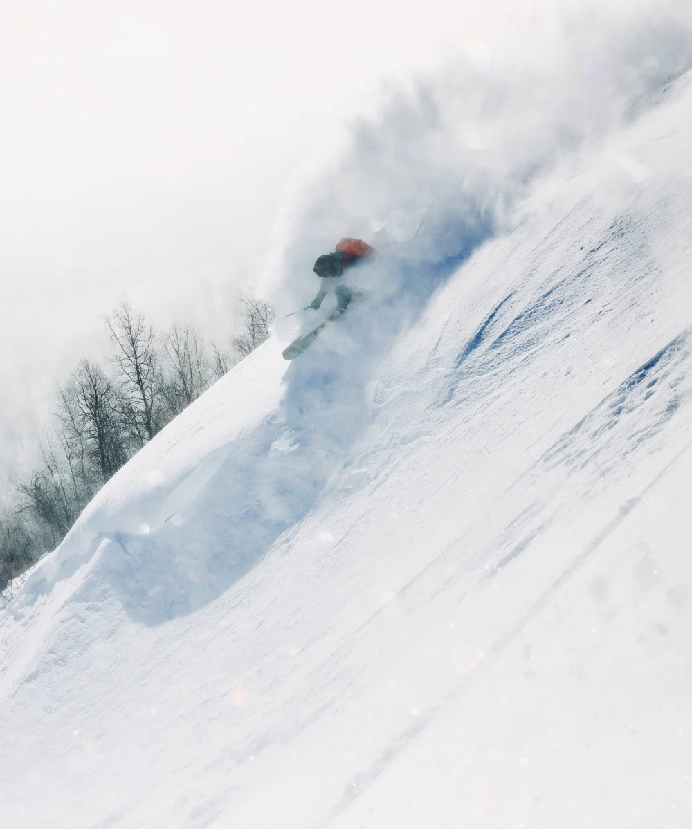 Skiing down the slope