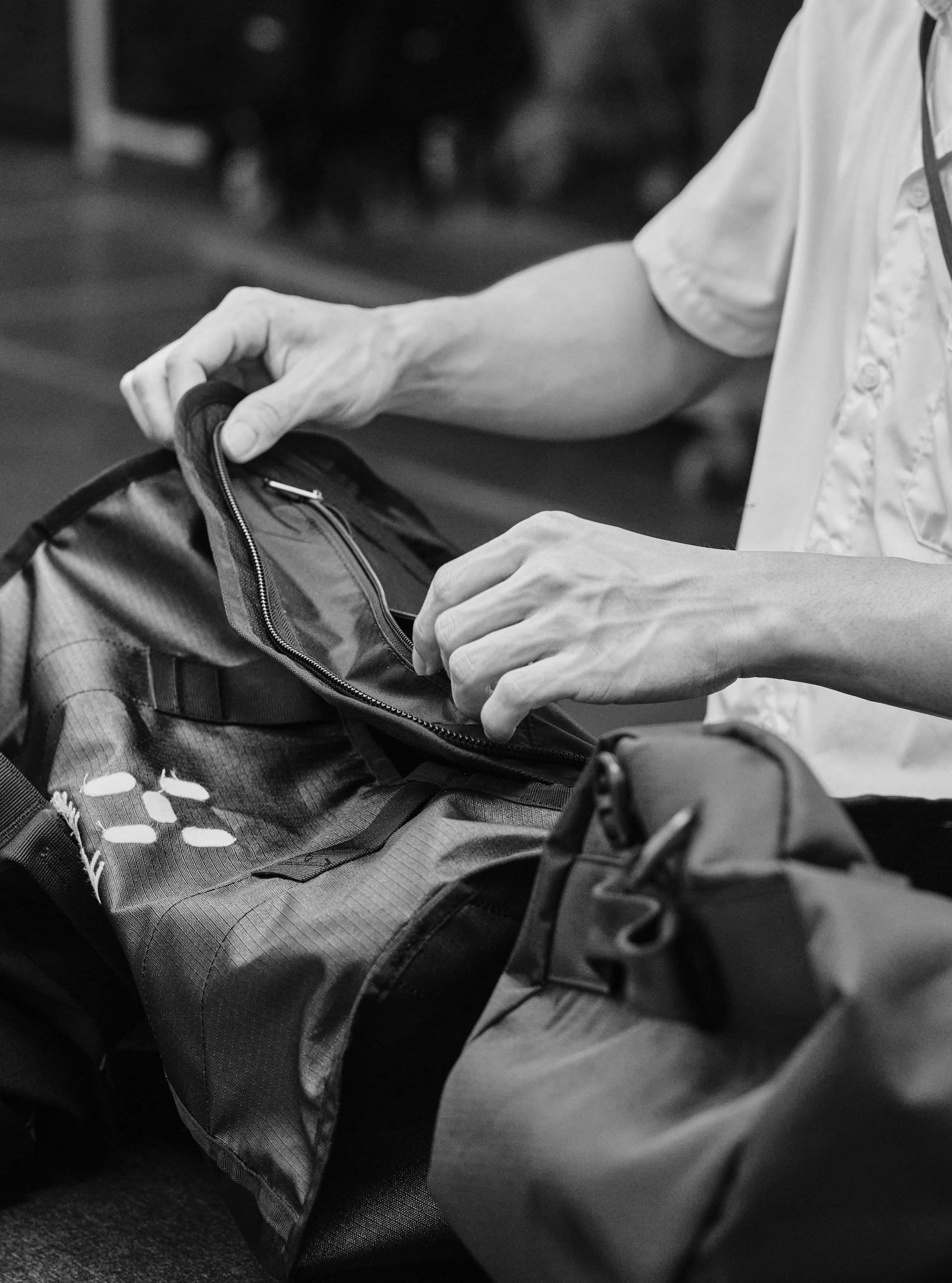 Haglöfs The impact of voices heard A man working with a Haglöfs bag.