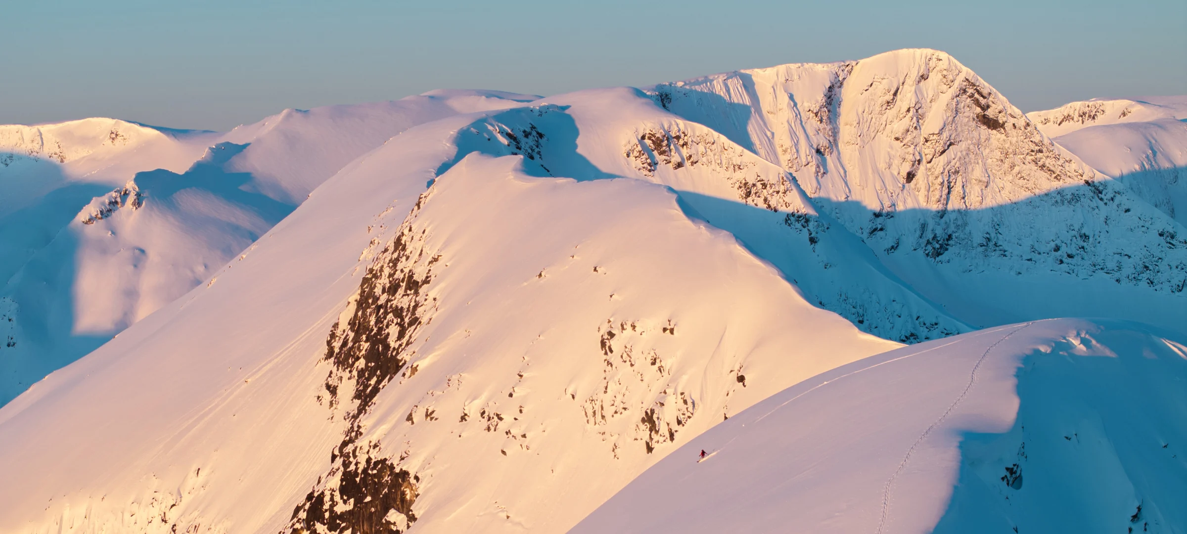 Skiing in the sunrise