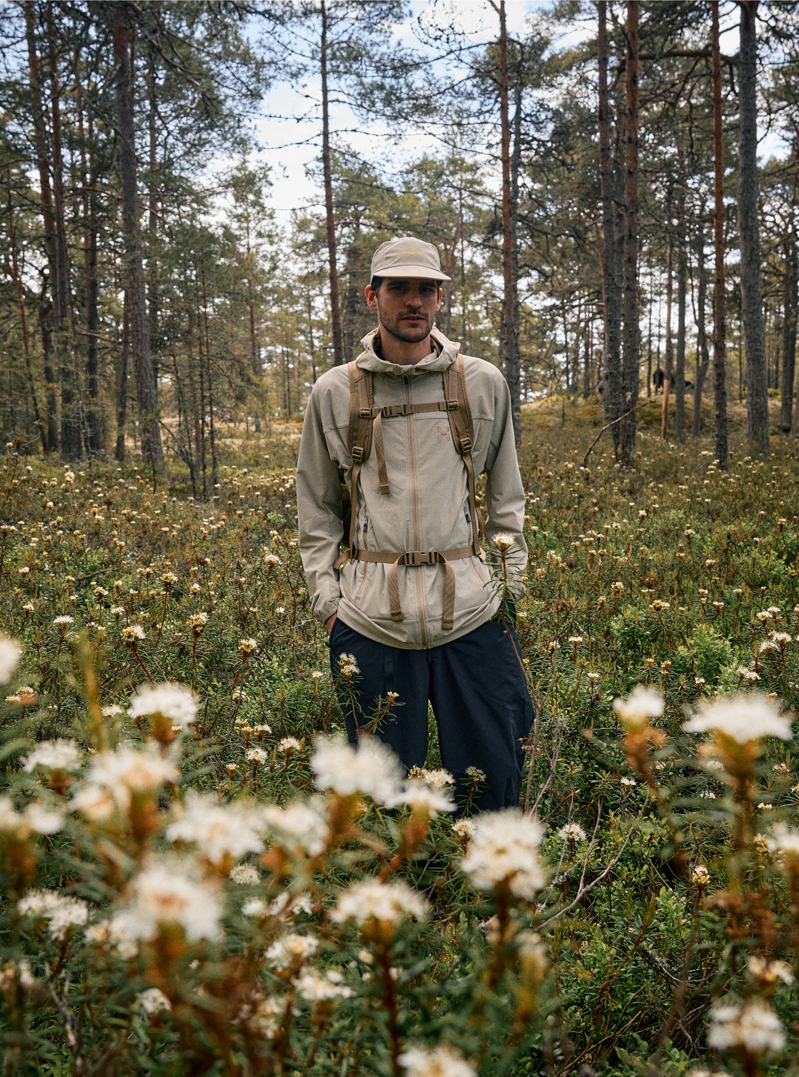 Man in a Haglöfs jacket and backpack