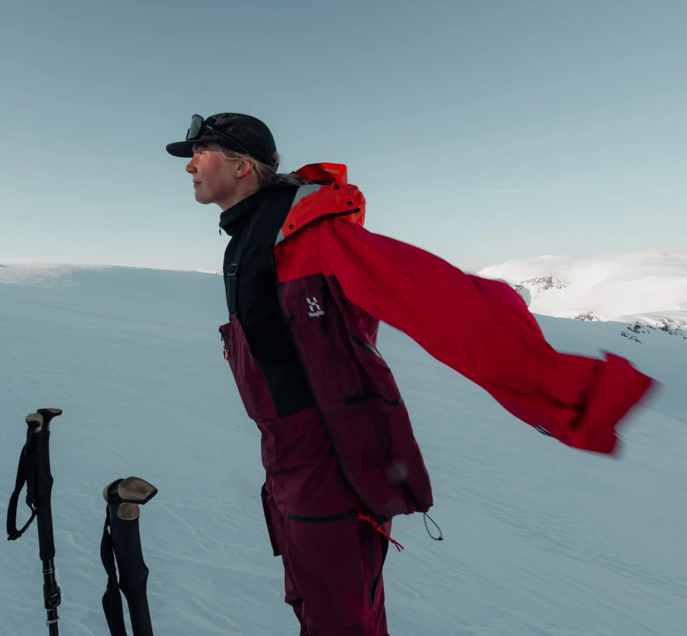 Putting on a shell jacket