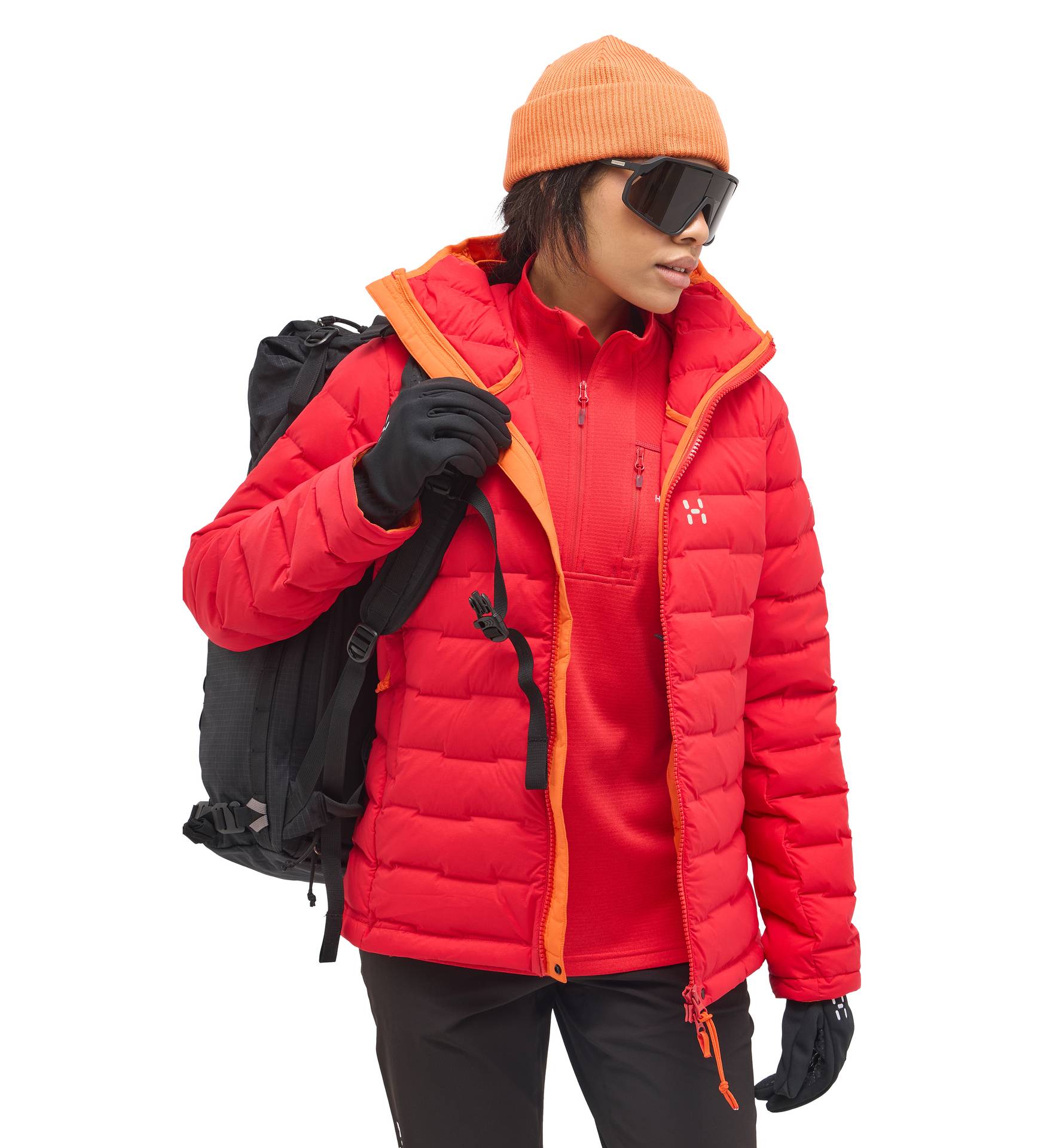 Spitz Down Hood Women Bright Red