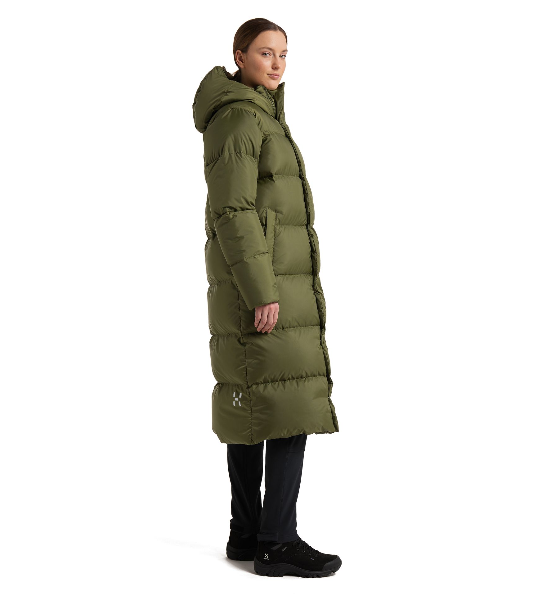 Long Down Parka Women Olive Green