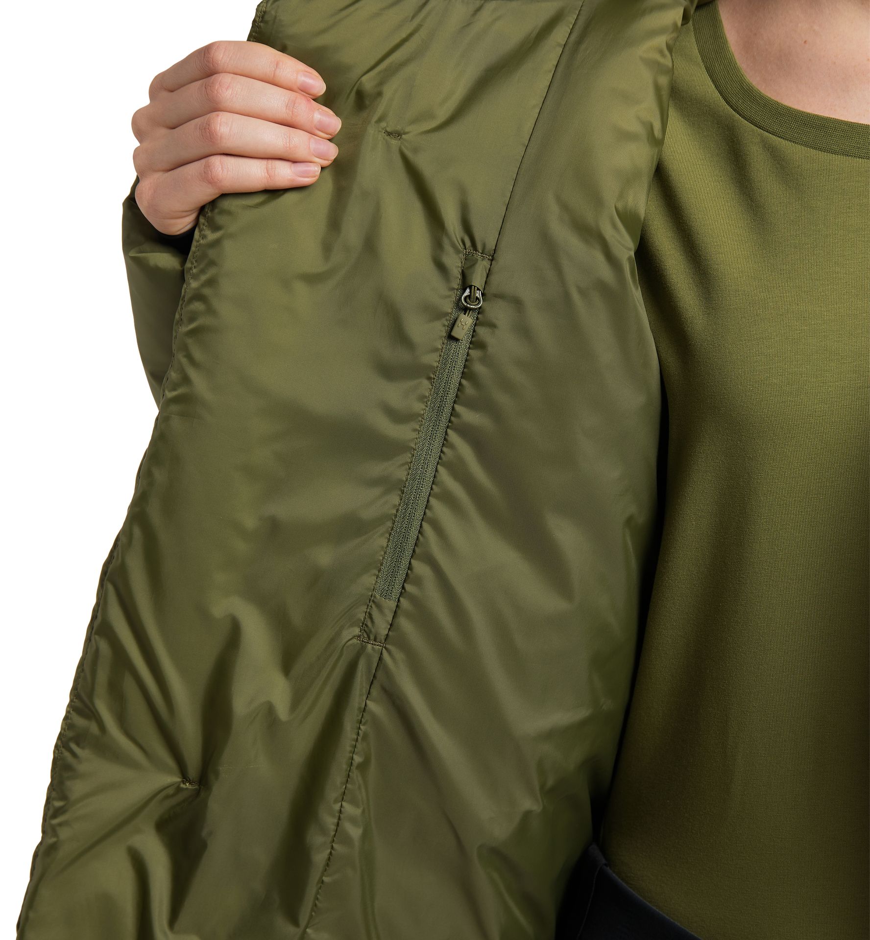 Long Down Parka Women Olive Green
