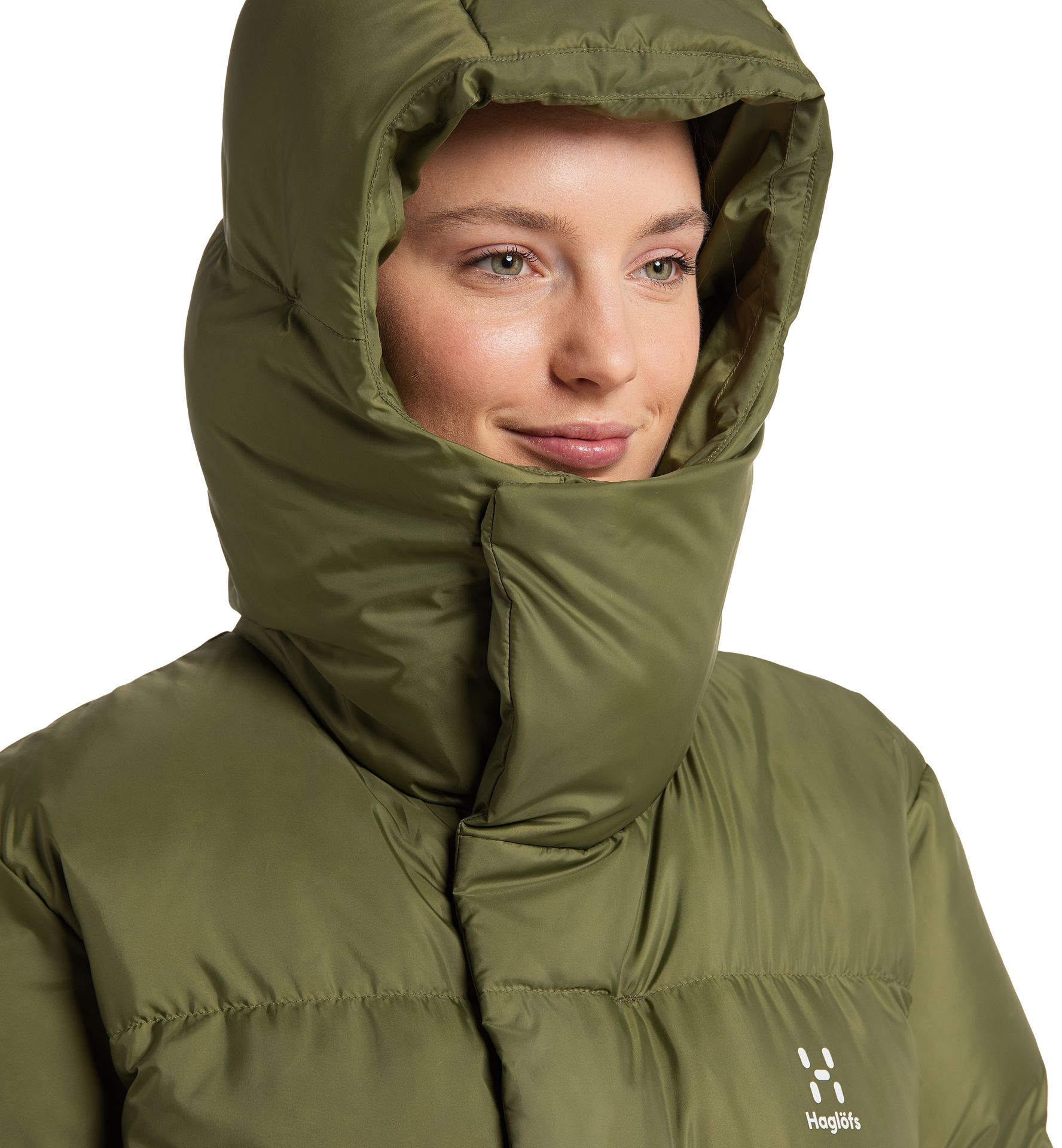 Long Down Parka Women Olive Green