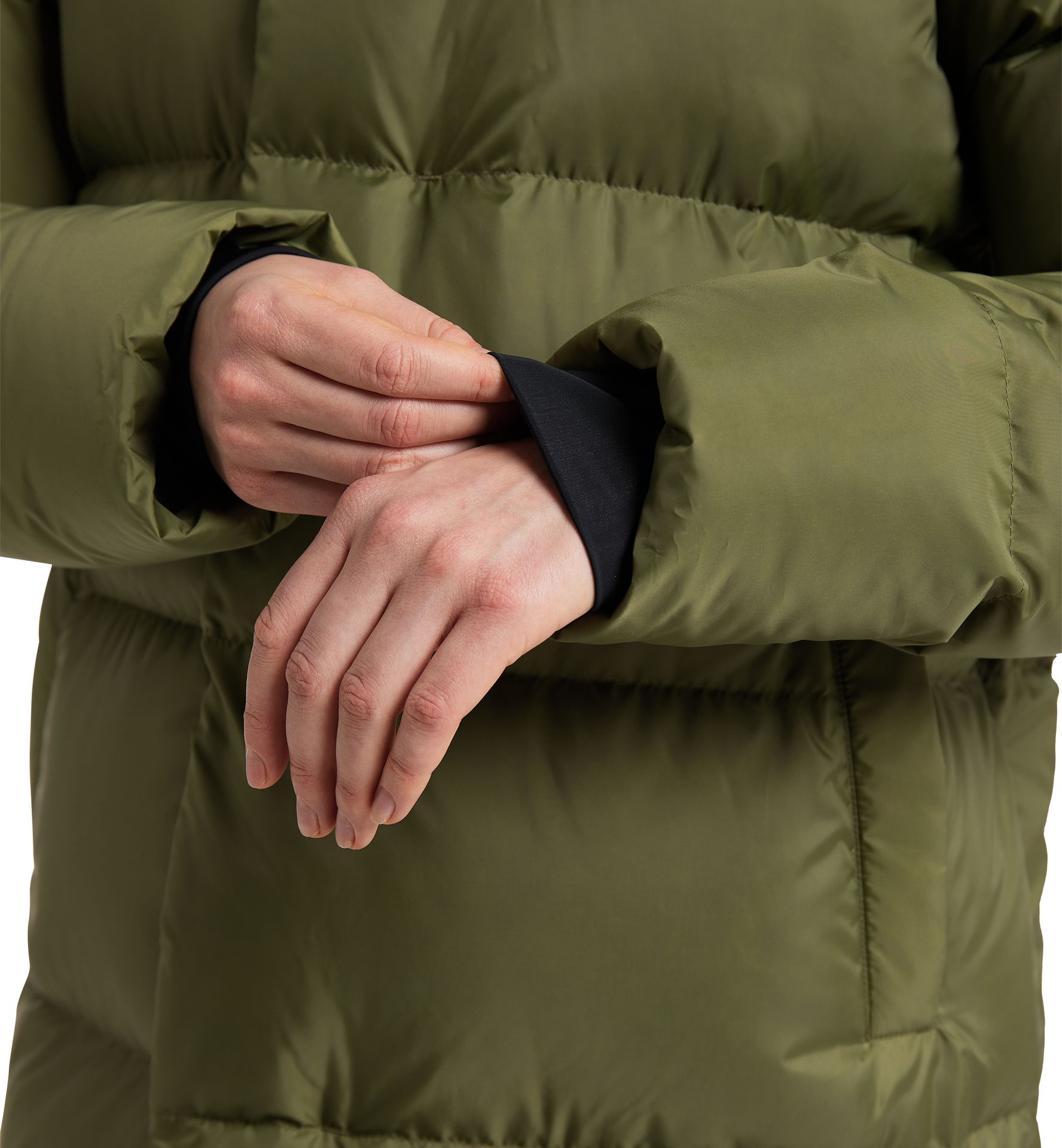 Long Down Parka Women Olive Green