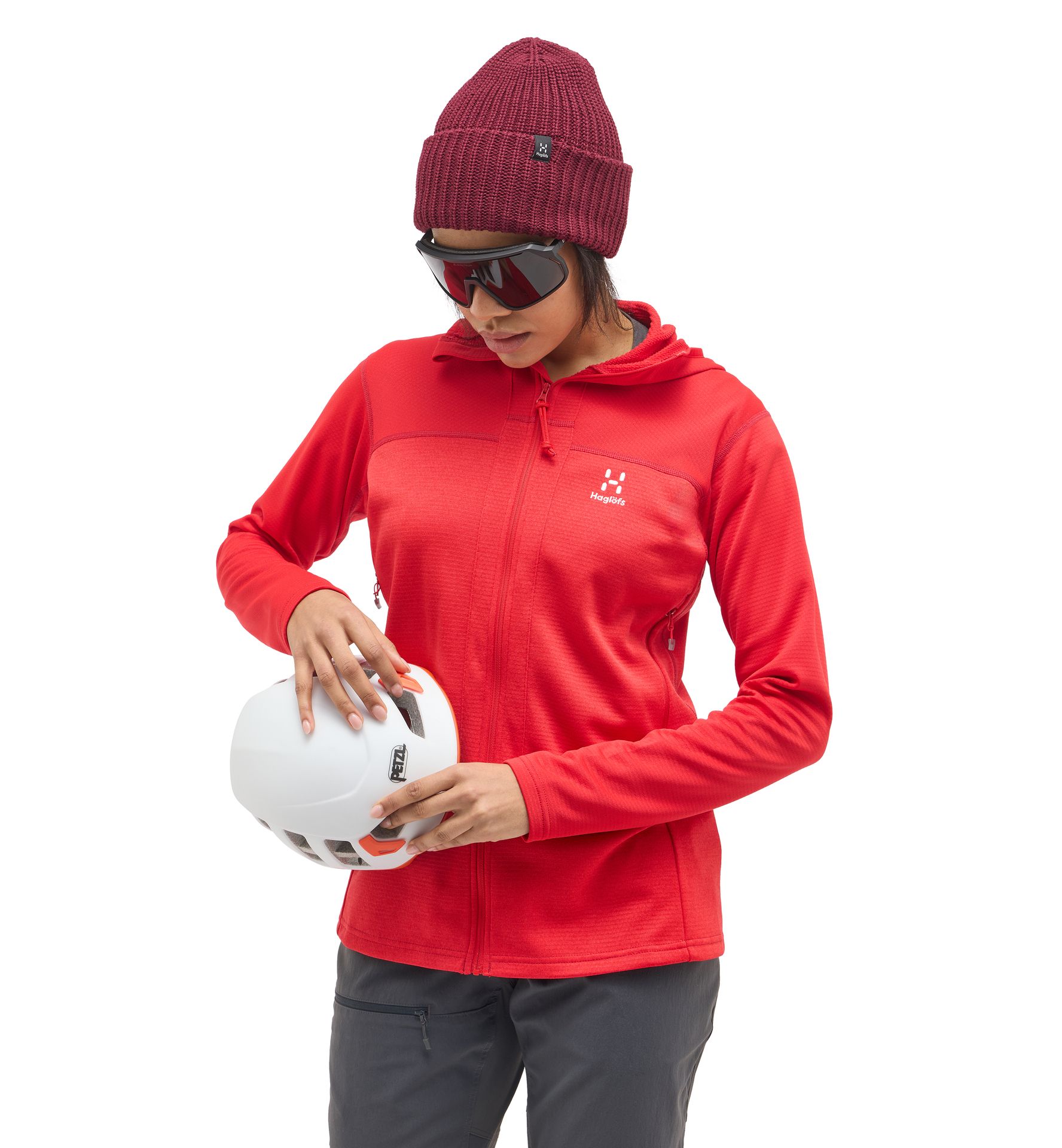 ROC Flash Mid Hood Women Bright Red