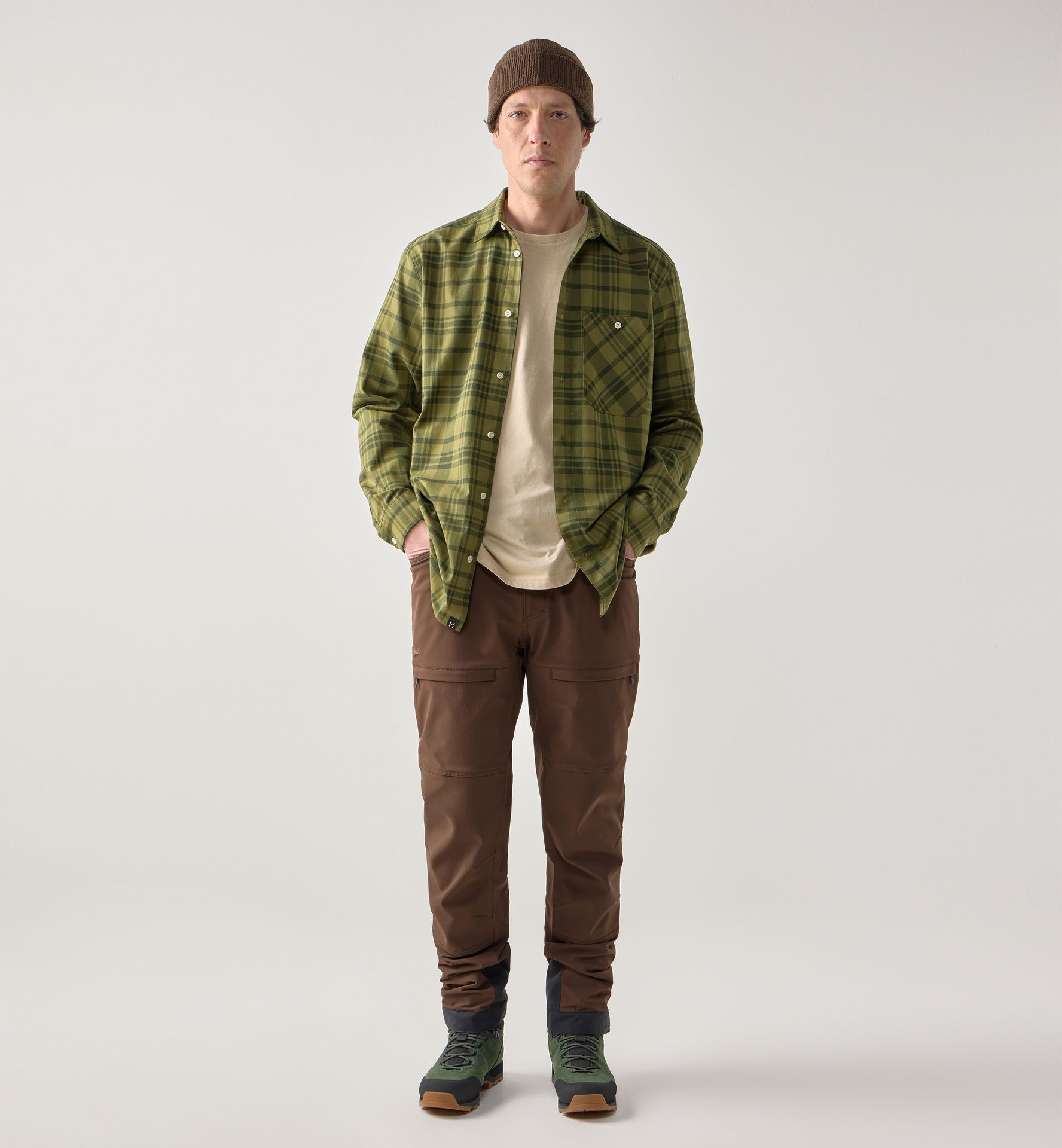 Virke Flannel Shirt Men Seaweed Green/Olive Green