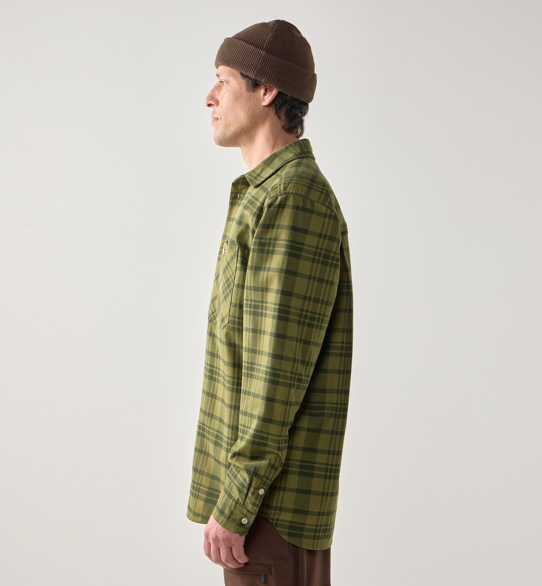 Virke Flannel Shirt Men Seaweed Green/Olive Green