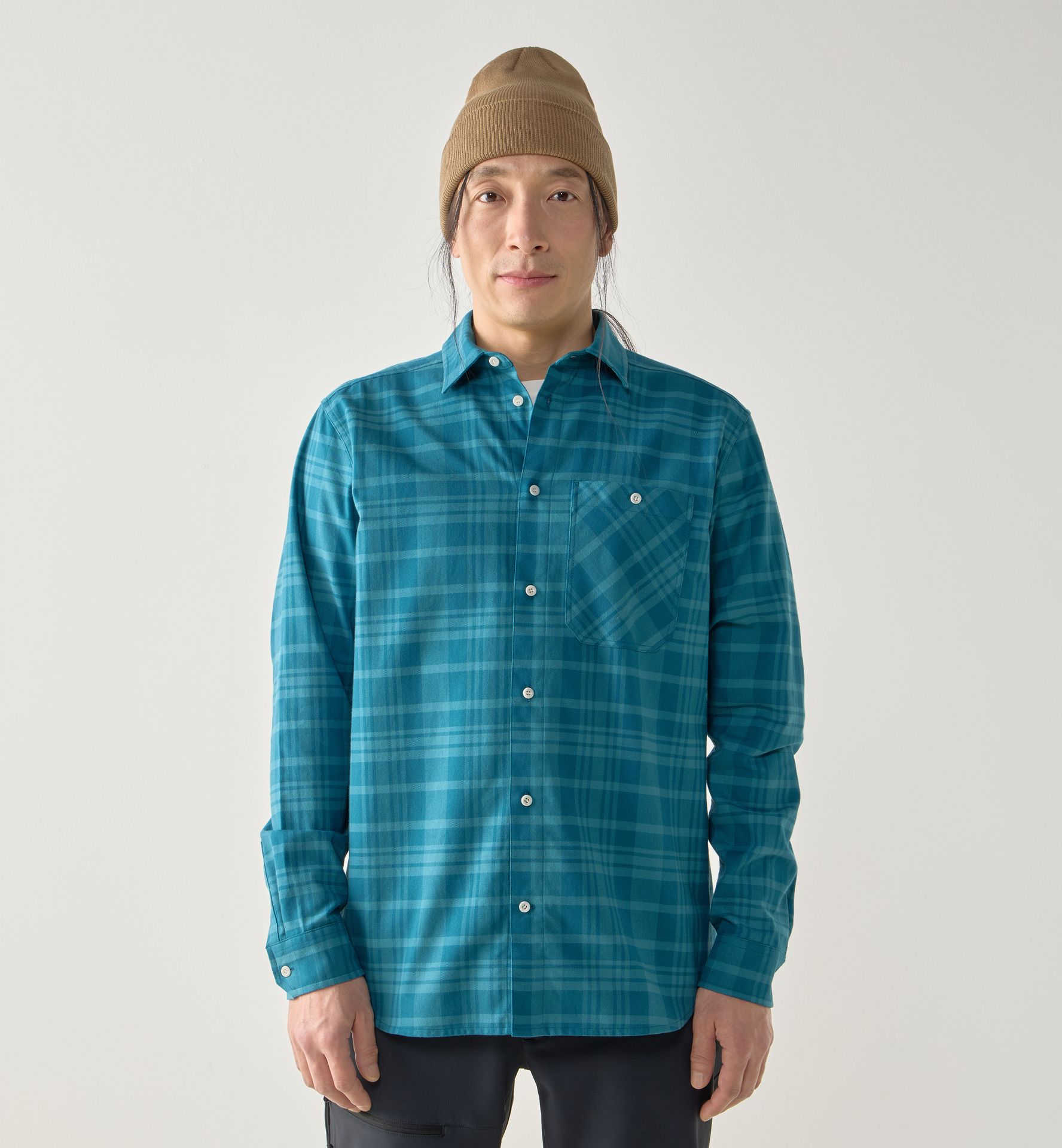 Virke Flannel Shirt Men Mountain Teal/Deep Teal