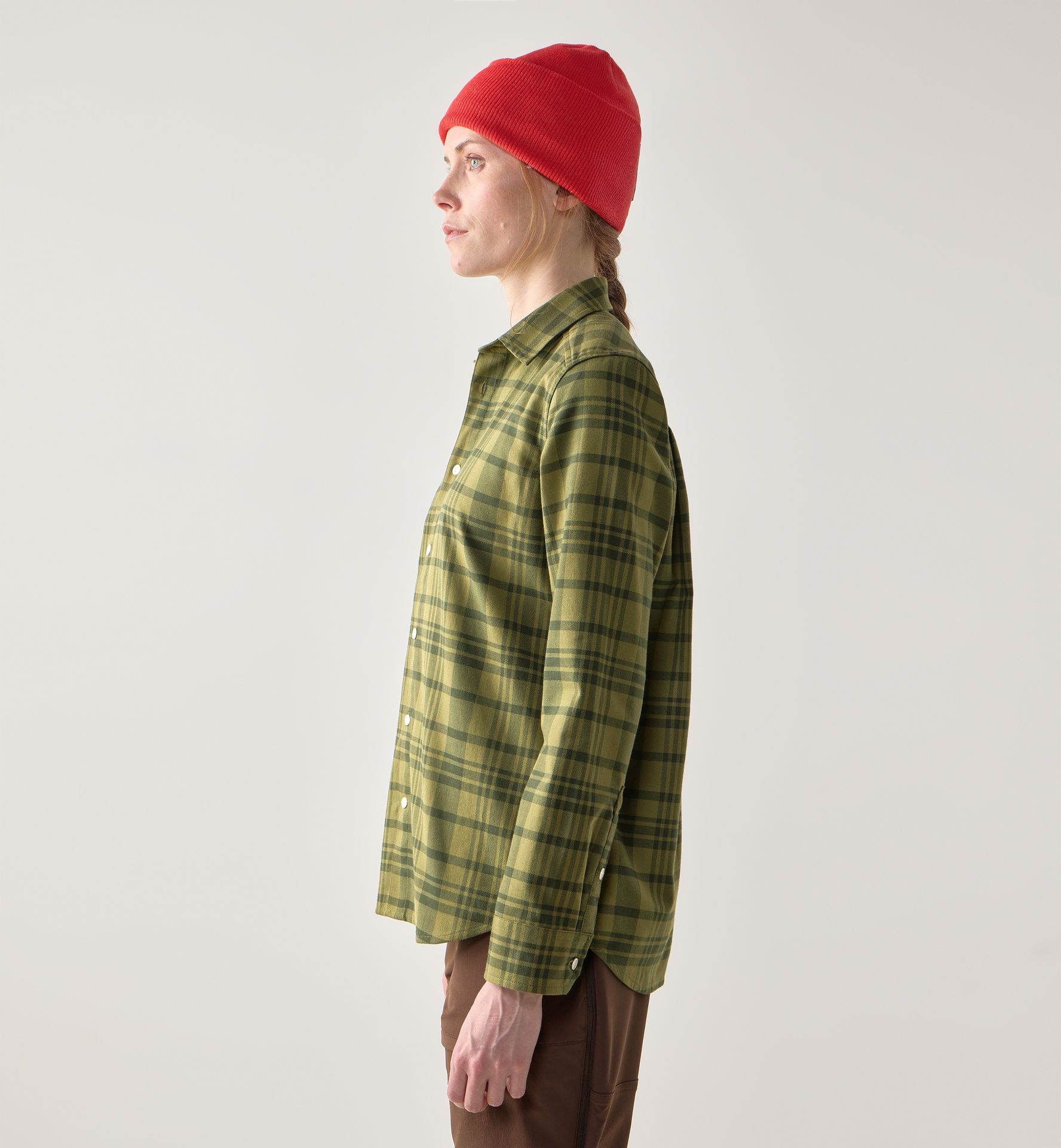 Virke Flannel Shirt Women Seaweed Green/Olive Green