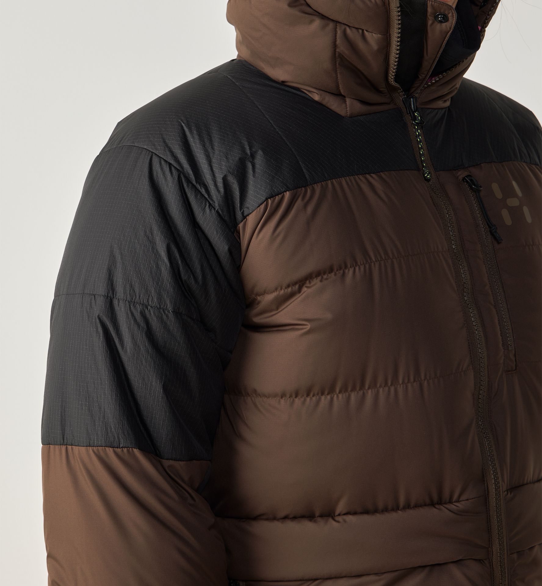 Riksgränsen Down 850 II Hood Men Woodland Brown